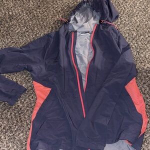 Lija Navy and Pink Hooded Raincoat